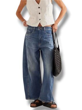 Anthropologie The Kenna Mid-Rise Heritage Barrel Jeans by Pilcro Size 25P